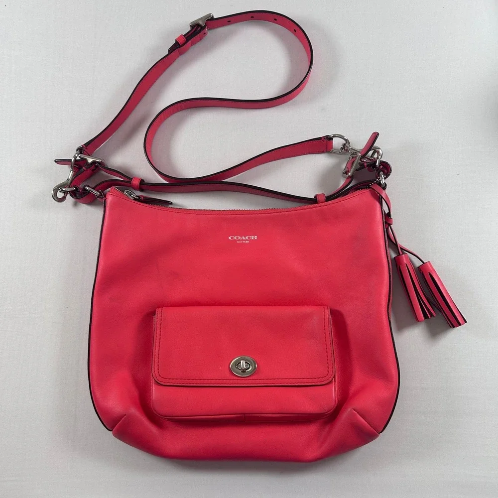 Coach Legacy Courtenay Hobo Purse 2 Way Shoulder Bag Bright Coral Style #22381